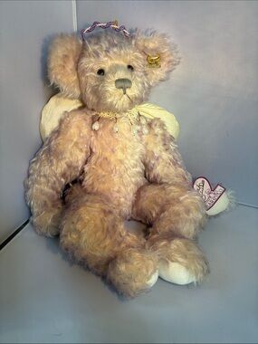 Handmade Light Pink Angel Teddy Bear with Pearly Necklace
